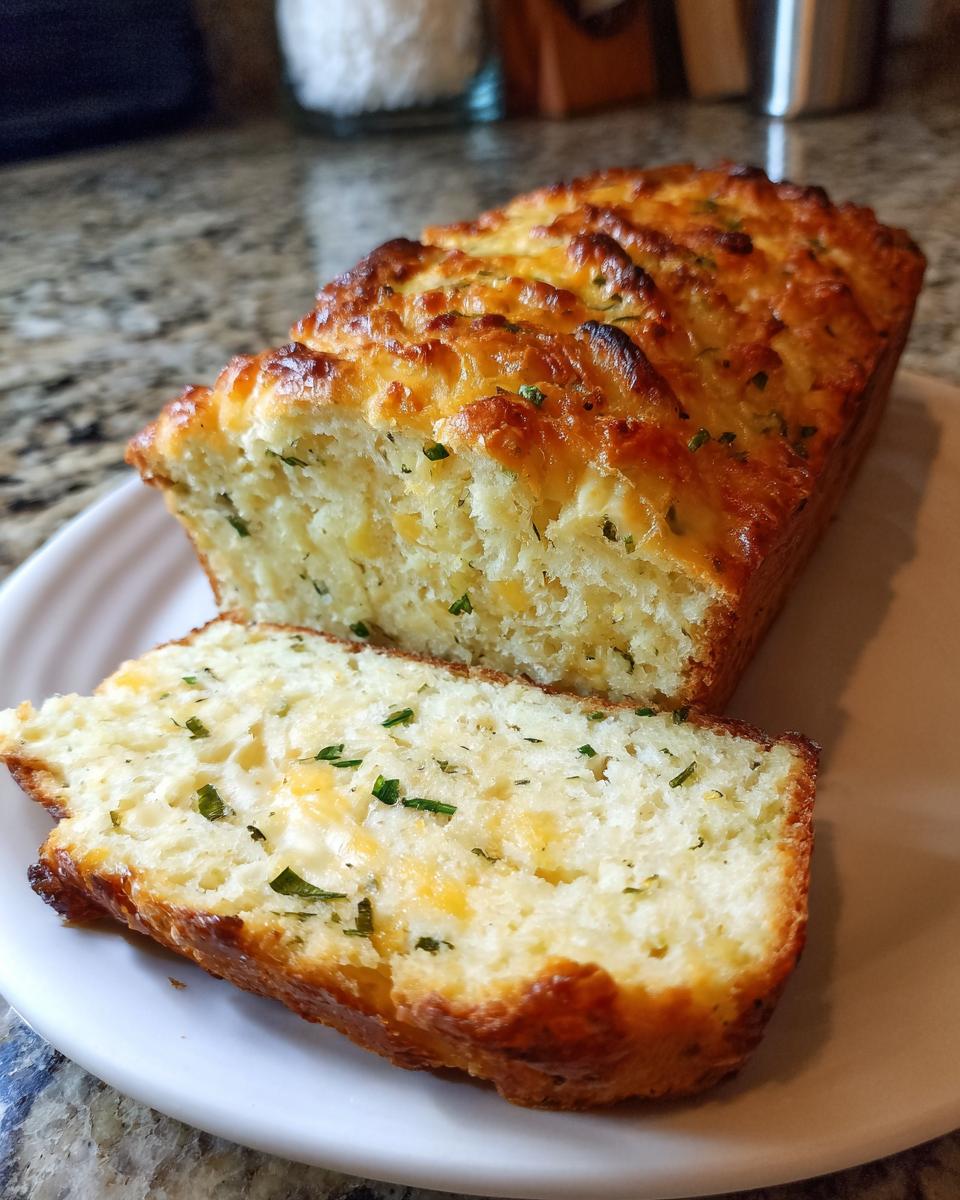 A slice of delicious Italian herb and cheese bread with melted cheese and herbs visible.