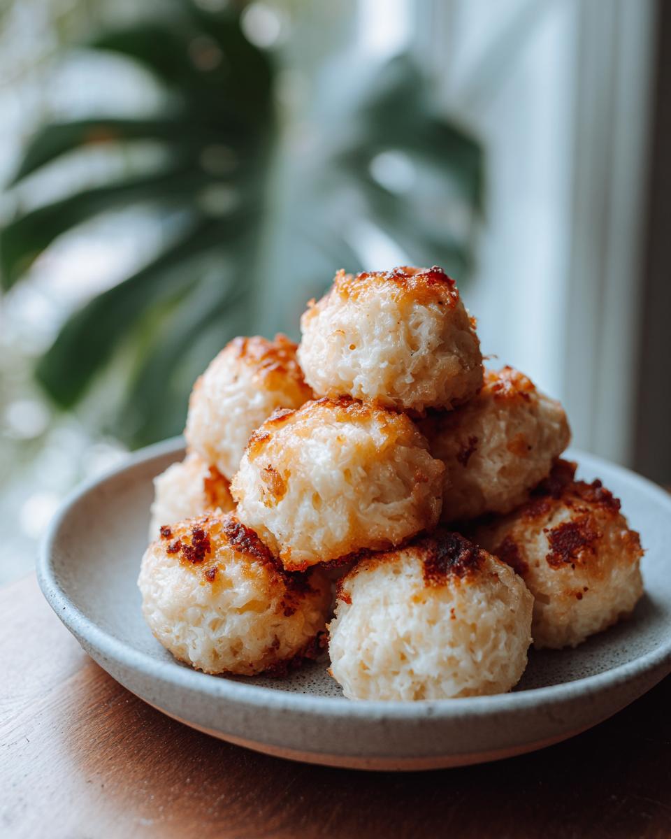 A close-up stack of ultra-tender Italian meatballs, golden brown and slightly crispy on top.