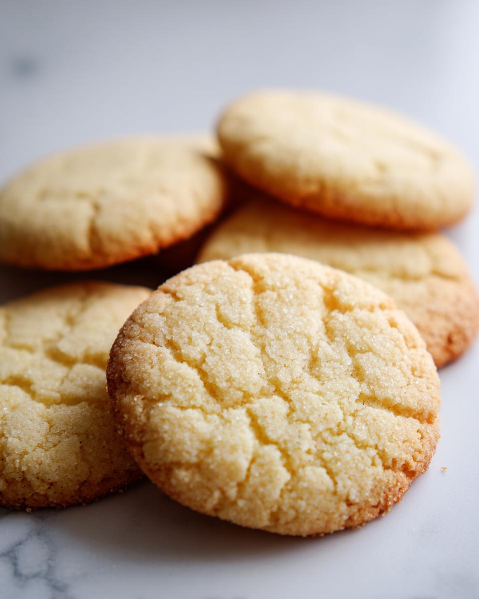 A close-up of several soft sugar cookies, some with a granulated sugar coating and a textured surface.