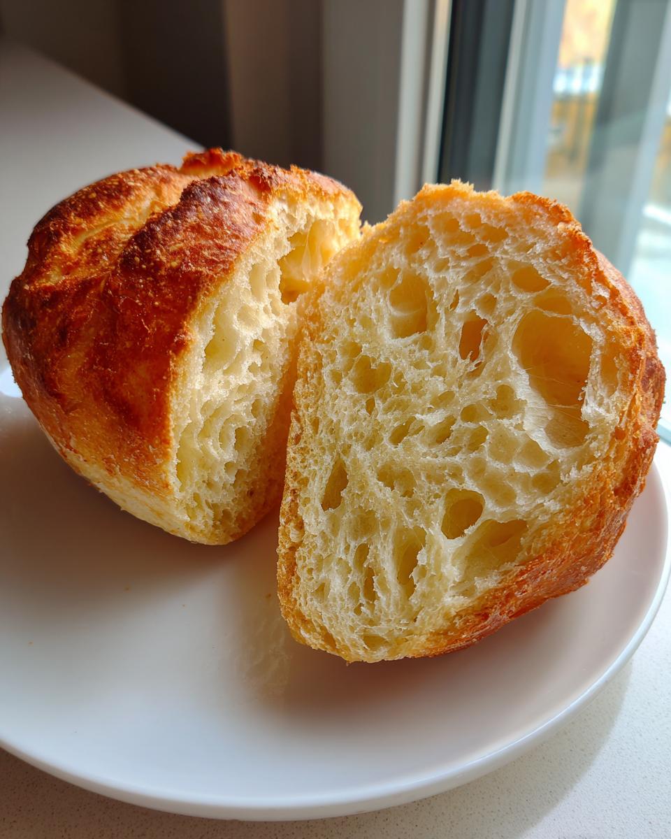 Cross-section showing the airy, hole-filled crumb of a homemade English muffin.