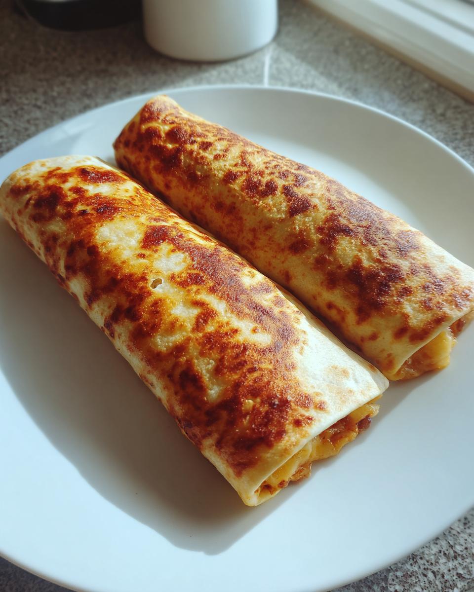 Two golden-brown, pan-fried Chimichangas resting on a white plate, showing crispy, toasted tortilla exteriors.